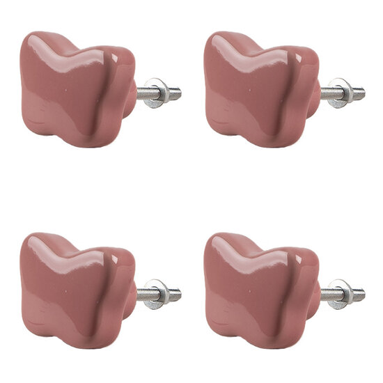 Clayre & Eef | Deurknop set van 4 Roze ø 4x3/6 cm | 65299