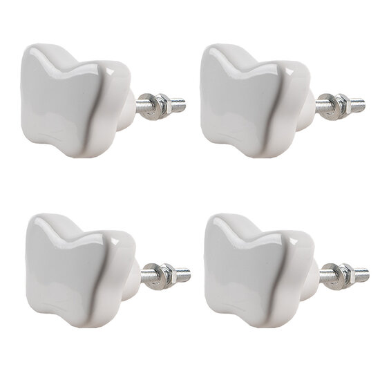 Clayre & Eef | Deurknop set van 4 Wit ø 4x3/6 cm | 65300