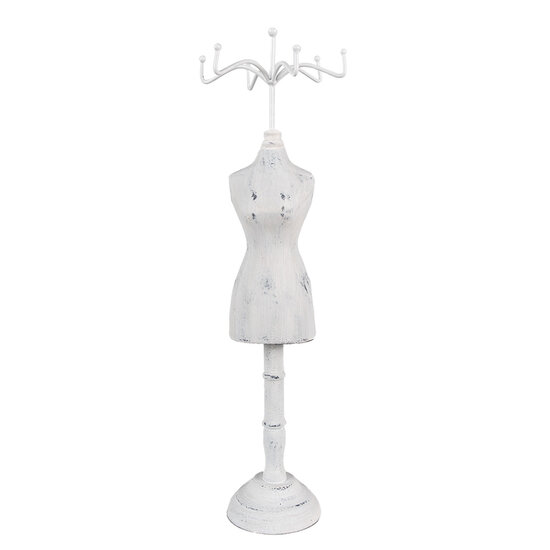 Clayre & Eef | Sieradenhouder Wit ø 12x39 cm | 65309