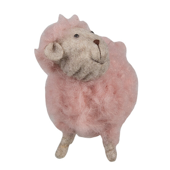 Clayre & Eef | Decoratie beeld Schaap Roze 14x7x10 cm | 65378
