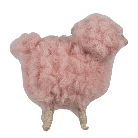 Clayre & Eef | Decoratie beeld Schaap Roze 14x7x10 cm | 65378
