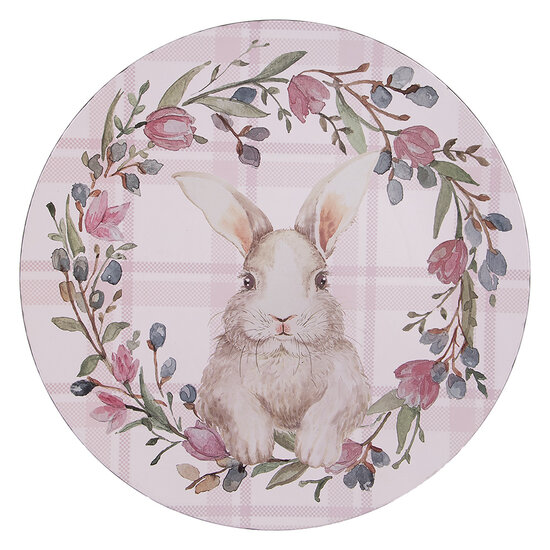 Clayre & Eef | Onderbord Roze Bruin ø 33x1 cm | 65380