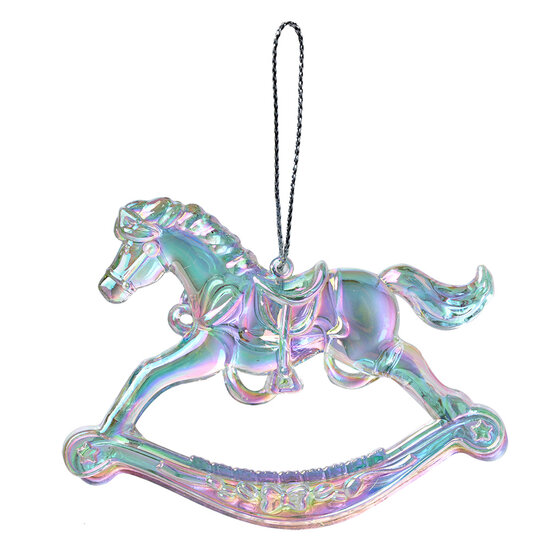 Clayre & Eef | Decoratie Hanger Hobbelpaard Zilverkleurig 8x1x6 cm | 65608