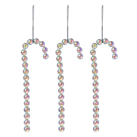 Clayre & Eef | Decoratie hanger Zuurstok (Set van 3) Zilverkleurig 4x1x14 cm | 65610