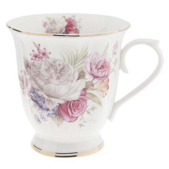 Clayre & Eef | Servies Mok Roze, Wit 12x9x10 cm / 350 ml | 6CE0868