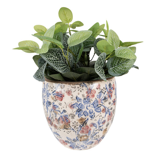 Clayre &amp; Eef   | Bloempot Binnen Blauw, Beige &oslash; 13x11 cm | 6CE1031S