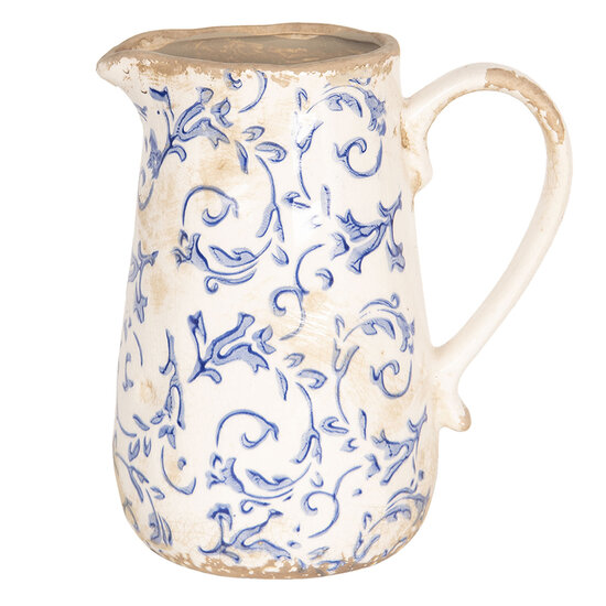 Clayre & Eef | Decoratieve Schenkkan Wit Blauw 17x12x18 cm | 6CE1036