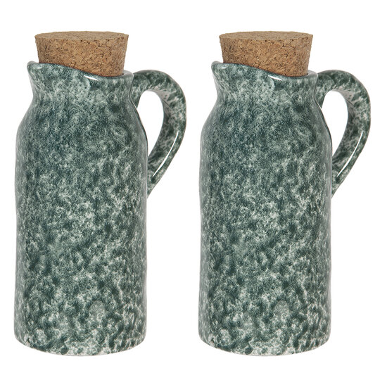 Clayre & Eef | Olie en Azijnstel set van 2 Groen 8x6x14 cm | 6CE1239