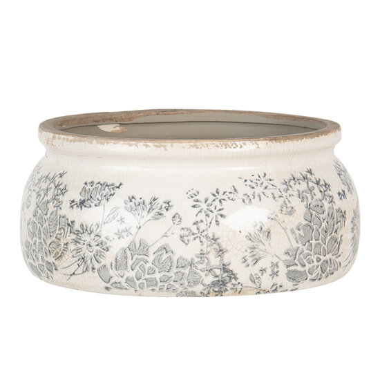 Clayre & Eef | Bloempot Binnen Grijs, Beige ø 20x8 cm | 6CE1254M