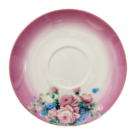 Clayre & Eef | Kop en schotel Paars 12x10x6 cm / ø 15x2 cm / 200 ml | 6CE1275