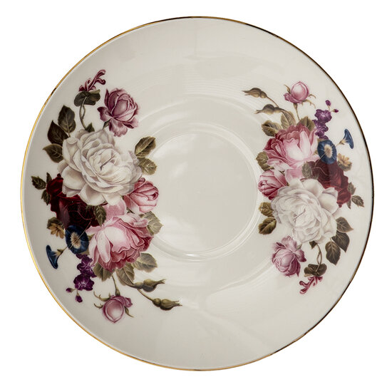 Clayre & Eef | Kop en schotel Wit 12x9x7 cm / ø 13x2 cm / 200 ml | 6CE1290