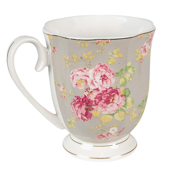 Clayre & Eef | Servies Mok Groen, Wit 11x8x10 cm / 290 ml | 6CE1295