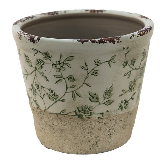 Clayre & Eef | Bloempot Binnen Groen, Wit ø 12x10 cm | 6CE1384M