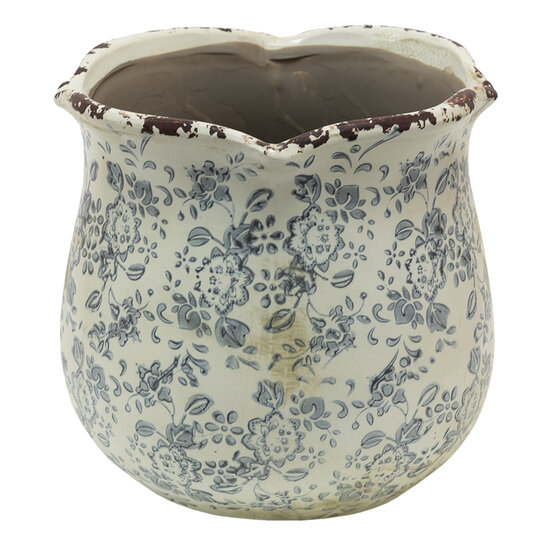 Clayre & Eef | Bloempot Binnen Grijs Beige ø 17x16 cm | 6CE1455L