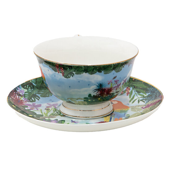 Clayre & Eef | Kop en schotel Groen 12x10x6 cm / ø 15x2 cm / 200 ml | 6CE1475