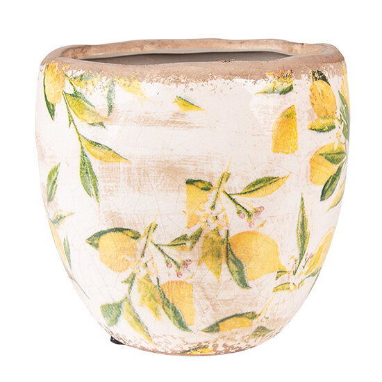 Clayre & Eef | Bloempot Binnen Geel, Beige ø 18x17 cm | 6CE1529M