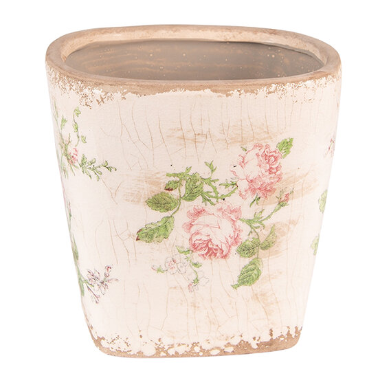 Clayre & Eef | Bloempot Binnen Roze, Beige 16x16x16 cm | 6CE1540L
