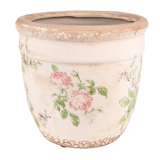 Clayre &amp; Eef   | Bloempot Binnen Roze, Beige &oslash; 18x17 cm | 6CE1541L