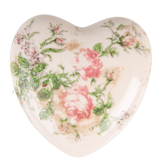 Clayre &amp; Eef   | Decoratie Hart Roze, Beige 11x11x4 cm | 6CE1542L