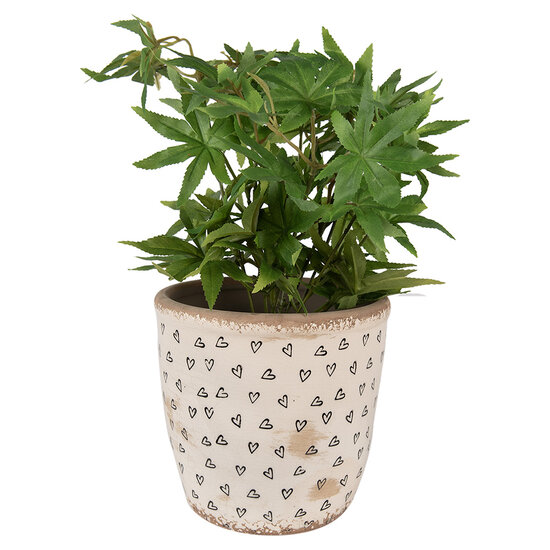 Clayre & Eef | Bloempot Binnen Beige Zwart ø 16x16 cm | 6CE1652L