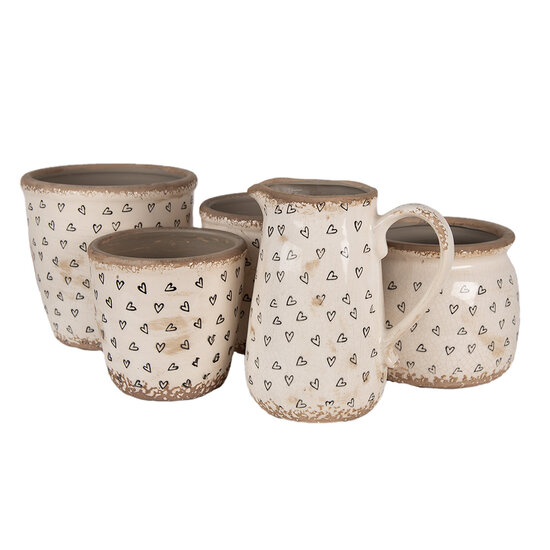 Clayre &amp; Eef   | Bloempot Binnen Beige Zwart &oslash; 11x11 cm | 6CE1652XS