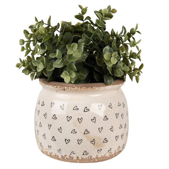 Clayre & Eef | Bloempot Binnen Beige Zwart ø 16x13 cm | 6CE1653M
