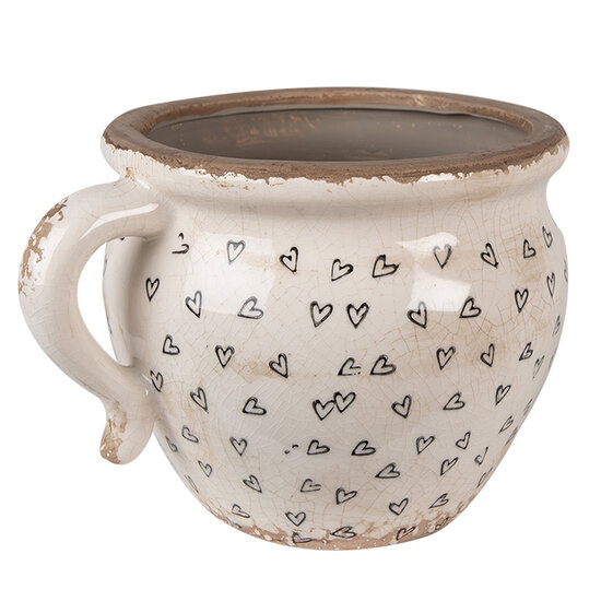 Clayre &amp; Eef   | Bloempot Binnen Beige Zwart 17x14x12 cm | 6CE1655M