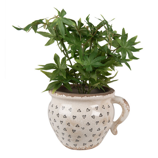 Clayre &amp; Eef   | Bloempot Binnen Beige Zwart 17x14x12 cm | 6CE1655M