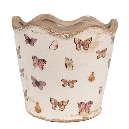 Clayre & Eef | Bloempot Binnen Beige Roze ø 16x15 cm | 6CE1664M