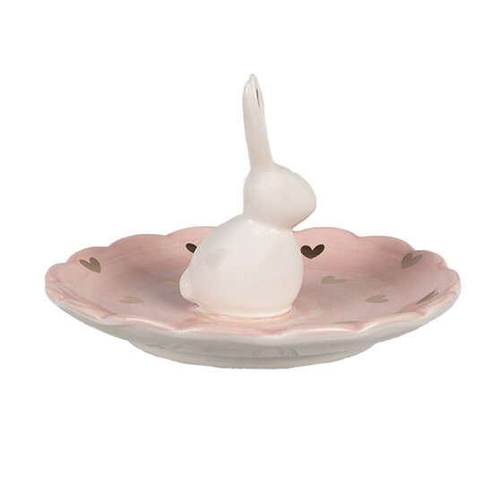 Clayre & Eef | Serveerschaal Roze Wit ø 14x9 cm | 6CE1681