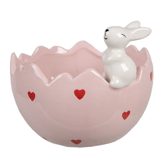 Clayre & Eef | Decoratie schaal Roze Wit 13x12x10 cm | 6CE1694