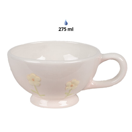 Clayre & Eef | Tea for One Roze Wit 18x12x13 cm /ø 15x11x7 cm 500 ml / 275 ml | 6CE1698