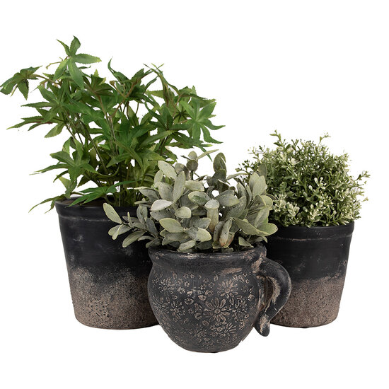 Clayre & Eef | Bloempot Binnen Zwart Bruin ø 17x16 cm | 6CE1719L