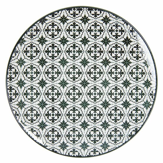Clayre & Eef | Servies Dinerbord Wit Zwart ø 26x2 cm | 6CEFP0047