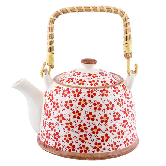 Clayre & Eef | Theepot met Filter Rood 18x14x12 cm / 700 ml | 6CETE0031