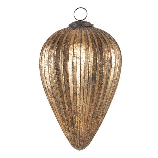 Clayre & Eef | Kerstbal XL Goudkleurig ø 13x20 cm | 6GL3105