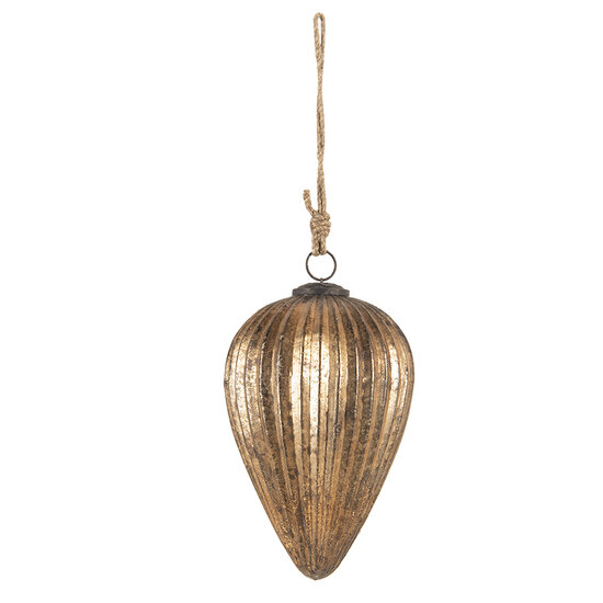 Clayre & Eef | Kerstbal XL Goudkleurig ø 13x20 cm | 6GL3105