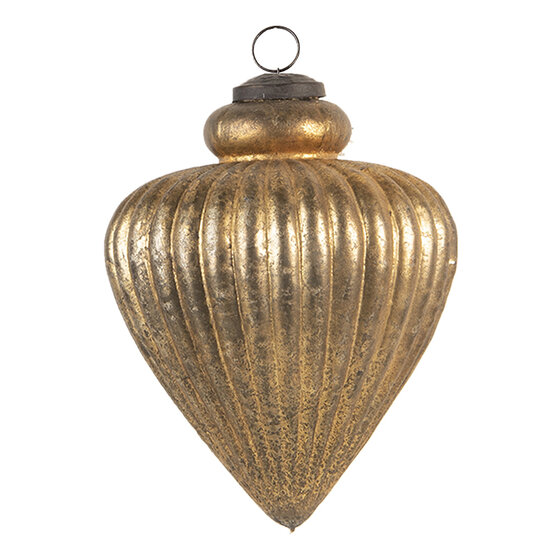 Clayre & Eef | Kerstbal Goudkleurig ø 13x16 cm | 6GL3108