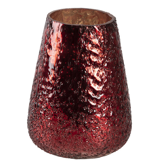 Clayre & Eef | Glazen Theelichthouder Rood ø 13x18 cm | 6GL3132