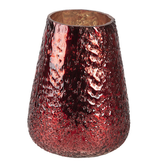 Clayre & Eef | Glazen Theelichthouder Rood ø 13x18 cm | 6GL3132
