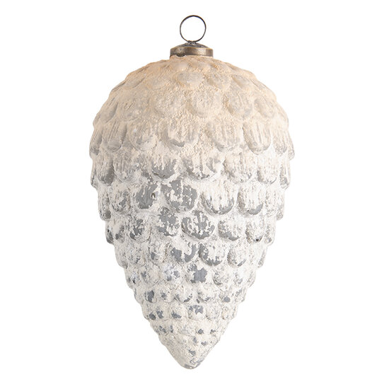 Clayre & Eef | Kerstbal XL Grijs ø 13x20 cm | 6GL3180