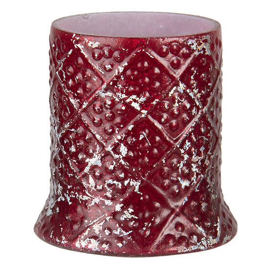Clayre & Eef | Glazen Theelichthouder Rood ø 6x7 cm | 6GL3208