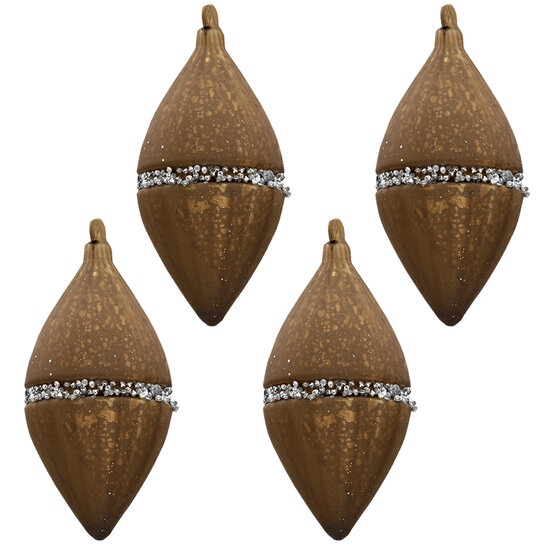 Clayre & Eef | Kerstballen Set van 4 Bruin 7x7x14 cm | 6GL3272