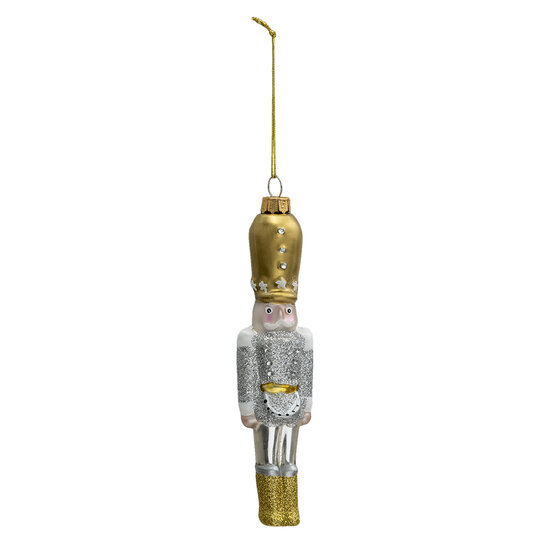 Clayre & Eef | Decoratie Hanger Notenkraker Goudkleurig, Wit 4x4x17 cm | 6GL3318