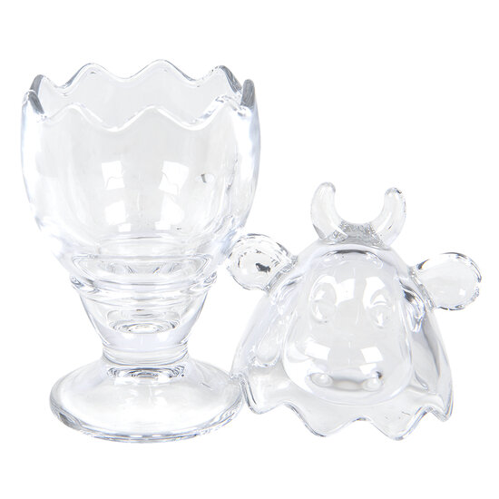Clayre & Eef | Bonbonniere met deksel Koe Transparant ø 8x19 cm | 6GL3387