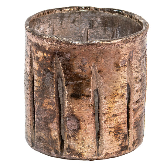 Clayre & Eef | Glazen Theelichthouder Roze Goudkleurig ø 9x9 cm | 6GL3590