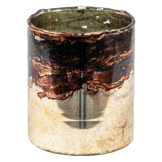 Clayre & Eef | Glazen Theelichthouder Bruin ø 11x13 cm | 6GL3595