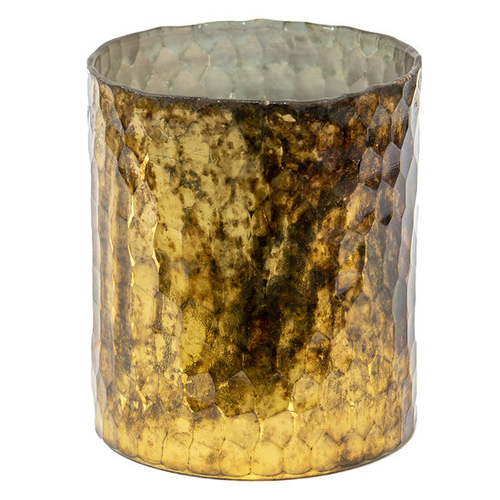 Clayre & Eef | Glazen Theelichthouder Goudkleurig ø 11x13 cm | 6GL3614