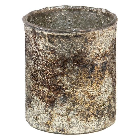 Clayre & Eef | Glazen Theelichthouder Goudkleurig ø 8x9 cm | 6GL3616