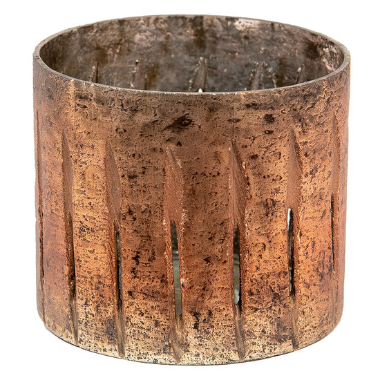 Clayre & Eef | Glazen Theelichthouder Koperkleurig ø 13x11 cm | 6GL3626